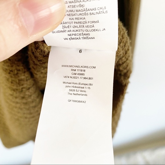 MICHAEL Michael Kors Waffle Knit Olive Brown Cowl Neck Women’s Sweater Large XL - Picture 11 of 14